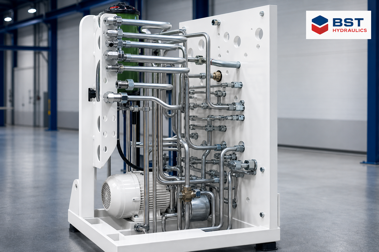 Kundenspezifische Rohrleitungs- und Hydraulikanlage von BST Hydraulics
